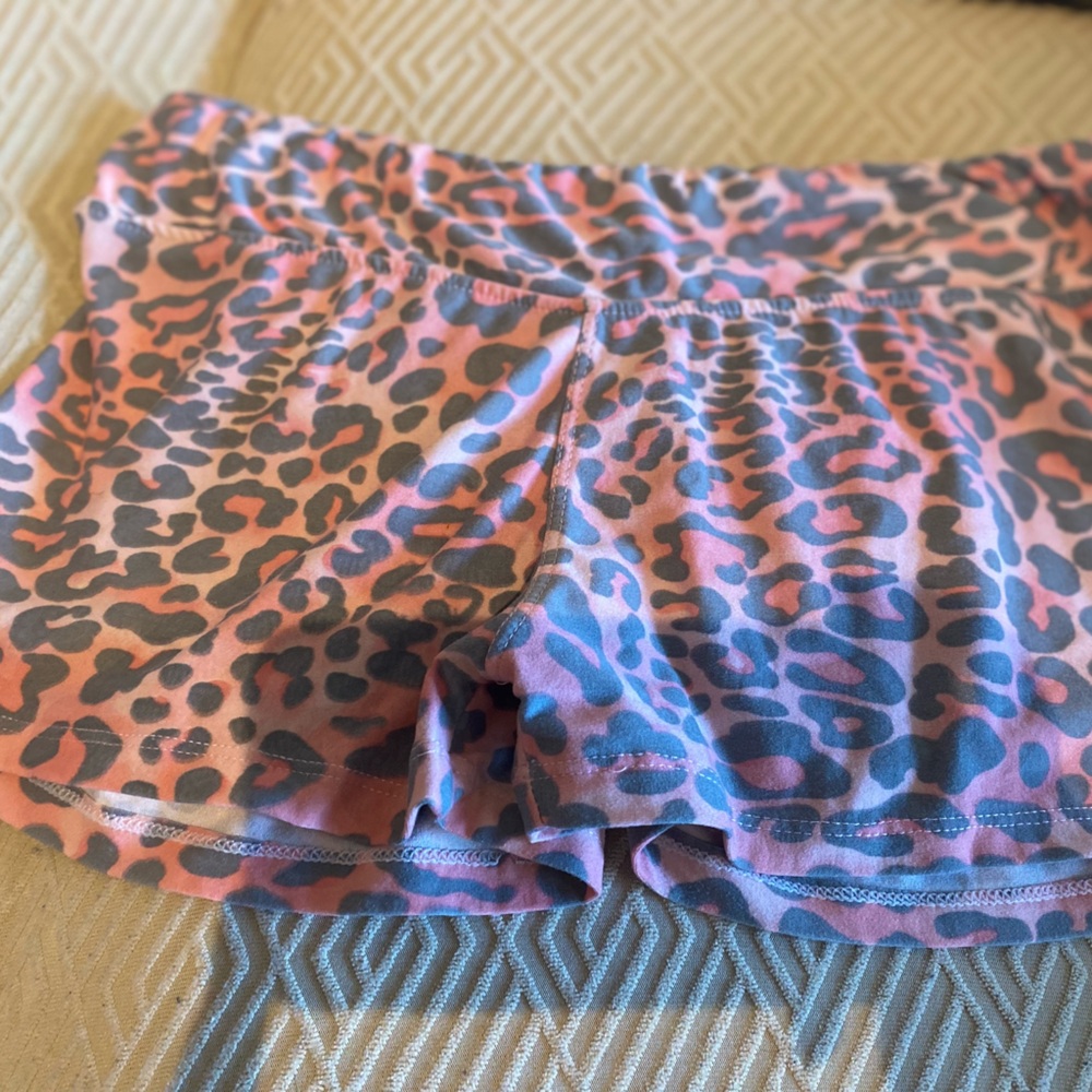 Pink leopard shorts